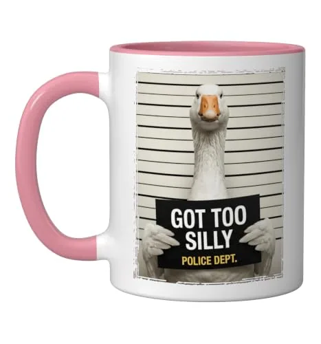 Animal Pun Mug, Pink / White (Goose Humor)